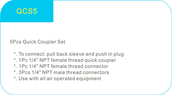 5Pcs Quick Coupler Set